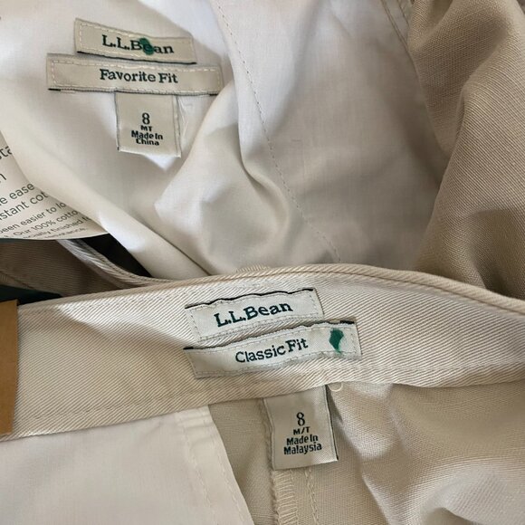 (2) L.L. Bean Classic Fit & Favorite Fit khaki pants size 8 M/T light & dark - Picture 6 of 6